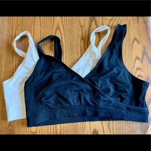 Auden crossover soft maternity & nursing bra - black and pink - XL